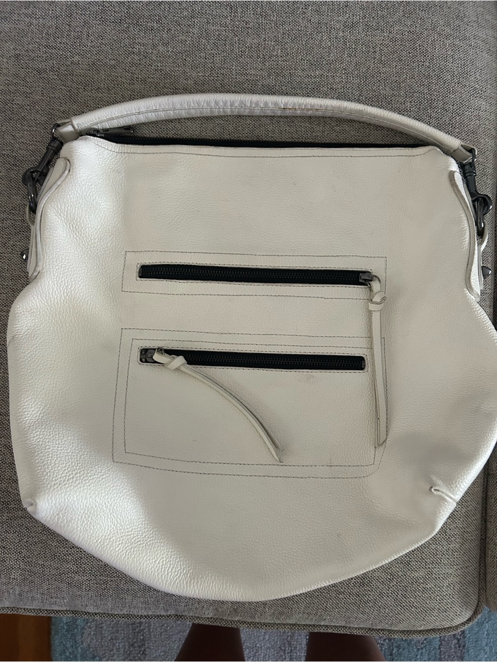 Botkier White Leather Zip Pocket Satchel